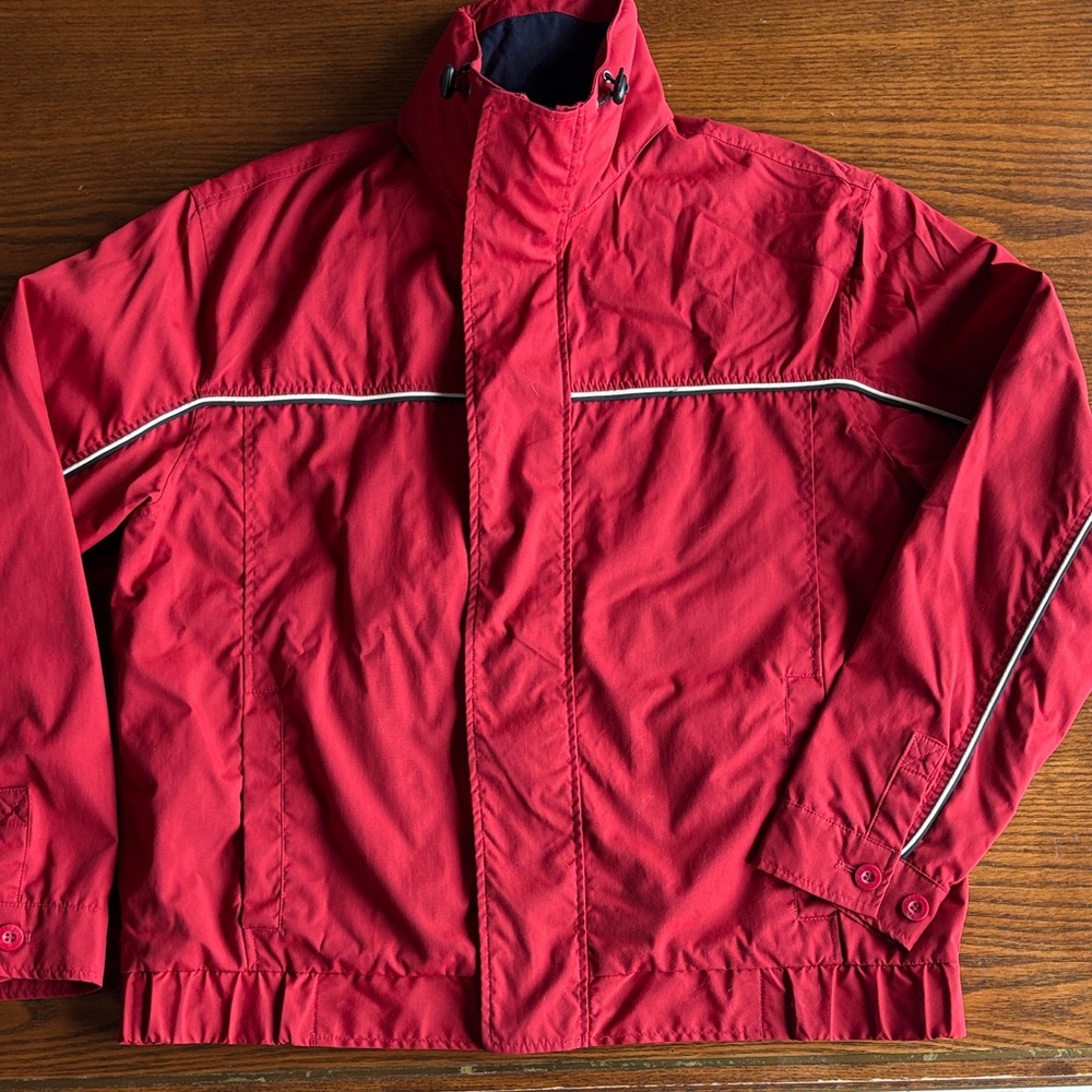Dockers  90s Men's Brick Red Windbreaker w piping trim EUC